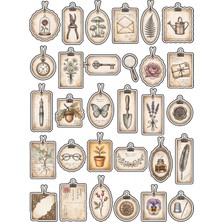 Dekorif Scrapbook Planner Vintage Sticker Seti 150 Adet - 5'li Mega Paket NO08 - Laptop Defter