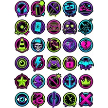Dekorif 30 Adet Neon Graffiti Sokak Sanatı Sticker Seti - Laptop Telefon Kaykay Için