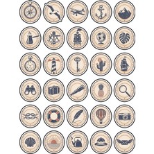 Dekorif 30 Adet Vintage Seyahat ve Damga Sticker Seti - Laptop Valiz Ajanda Defter Için