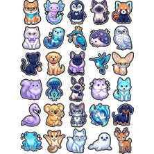 Dekorif 30 Adet Chibi Hayvanlar Sticker Seti - Laptop Defter ve Ajanda Için Paket
