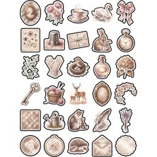 Dekorif 30 Adet Vintage Romantik Nostalji Sticker Seti - Scrapbook Ajanda Defter