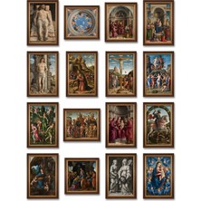 Dekorif Andrea Mantegna Eserleri 16'lı Tablo Sticker Seti Laptop Defter Etiket