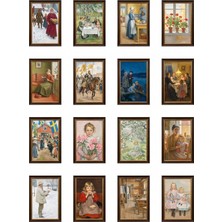 Dekorif Carl Larsson Tabloları 16'lı Sticker Seti Laptop Defter Ajanda Etiketi