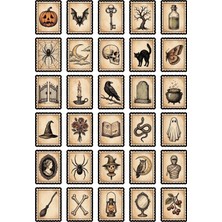 Dekorif 30 Adet Vintage Gotik Pul Temalı Sticker Seti - Laptop Defter Ajanda Scrapbook Için