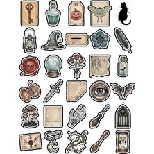 Dekorif 30 Adet Vintage Gotik Tasarım Sticker Seti - Laptop Telefon Scrapbook Için