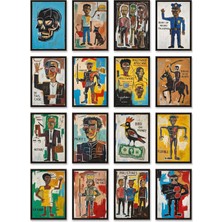 Dekorif Jean-Michel Basquiat Eserleri 16'lı Sticker Seti Laptop Defter Etiketi