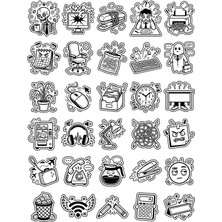 Dekorif 30 Adet Eğlenceli Ofis Hayatı Doodle Sticker Seti - Laptop Defter Telefon Için Karikatür