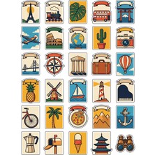 Dekorif 30 Adet Vintage Posta Pulu Seyahat Sticker Seti - Valiz Laptop Defter Için