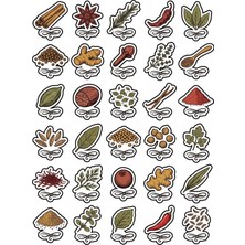 Dekorif 30 Adet Minimalist Baharat Sticker Seti - Defter Ajanda Scrapbook Için