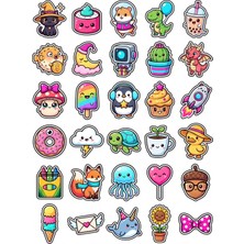 Dekorif Sevimli Karakterler Chibi Sticker Seti 150 Adet - 5'li Mega Paket NO13 - Laptop Defter