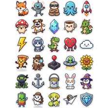 Dekorif 30 Adet Chibi Çizgi Film Karakterleri Sticker Seti - Laptop Defter Su Matarası