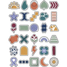 Dekorif 30 Adet Retro Soyut Şekiller Sticker Seti - Laptop Defter Telefon Için