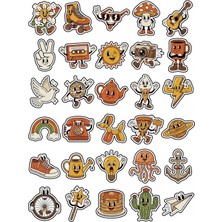 Dekorif 30 Adet Retro 70'ler Nostaljik Maskot Sticker Seti - Laptop Telefon Defter Için