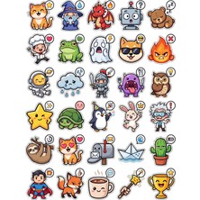 Dekorif 30 Adet Chibi Sevimli Karakter Sticker Seti - Laptop Defter Telefon Için