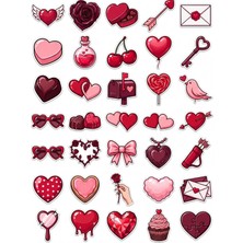 Dekorif 30 Adet Parlak Romantik Aşk Sticker Seti - Laptop Defter Telefon Planner Için