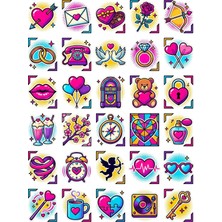 Dekorif 30 Adet Retro Pop Art Romantik Sticker Seti - Laptop Defter Telefon Için