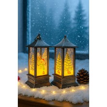 Biton Toptan LED Işıklı Noel Feneri 2’li Set – Kardan Adam  & Çam Ağacı Temalı Dekoratif Yılbaşı Lambası 14 cm
