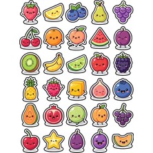 Dekorif 30 Adet Parlak Meyve Sticker Seti - Laptop Defter Ajanda Için