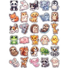 Dekorif 30 Adet Chibi Bebek Hayvan Sticker Seti - Laptop Telefon Defter