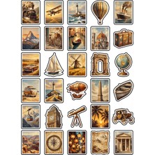 Dekorif Posta Pulu Koleksiyon Vintage Sticker Seti 150 Adet - 5'li Mega Paket NO02 - Laptop Defter