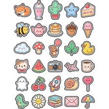 Dekorif 30 Adet Sevimli Figürler Sticker Seti - Laptop Defter Telefon Planner Için