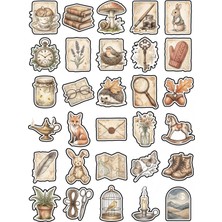 Dekorif 30 Adet Vintage Nostaljik Masal Sticker Seti - Laptop Defter Ajanda Scrapbook Için