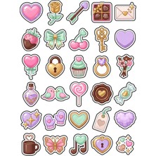 Dekorif 30 Adet Romantik Aşk Sticker Seti - Laptop Telefon Ajanda Için