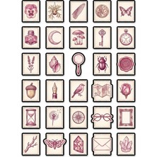 Dekorif 30 Adet Vintage Botanik Pul Sticker Seti - Ajanda Defter Laptop Scrapbook Için