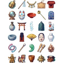 Dekorif 30 Adet Japon Tapınak Temalı Sticker Seti - Laptop, Defter, Telefon