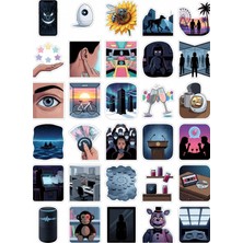 Dekorif 30 Adet Black Mirror Temalı Sticker Seti - Laptop Defter Telefon Için