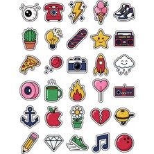 Dekorif 30 Adet Retro 90'lar Çizgi Film Sticker Seti - Laptop Defter Telefon Için