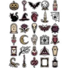 Dekorif 30 Adet Vintage Gotik Dövme Tasarımı Sticker Seti - Laptop Defter Telefon Için