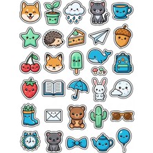 Dekorif 30 Adet Sevimli Karakter Sticker Seti - Laptop Defter Telefon Süsleme