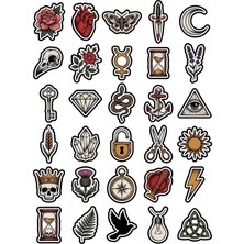 Dekorif Cadılar Bayramı Gotik Dövme Sticker Seti 150 Adet - 5'li Mega Paket - Laptop Defter Ajanda
