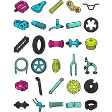 Dekorif 30 Adet Bmx Bisiklet Parçaları Sticker Seti - Kaykay, Kask, Laptop