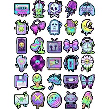 Dekorif 30 Adet Pastel Goth Sticker Seti - Laptop Telefon Defter Için