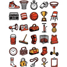 Dekorif 30 Adet Retro Sokak Basketbolu Sticker Seti - Kaykay, Laptop, Matara