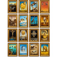 Dekorif Salvador Dali Tabloları 16'lı Sticker Seti Laptop Defter Ajanda Etiketi