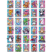 Dekorif 30 Adet Eğlenceli Hayvan Maskot Sticker Seti - Laptop Defter Telefon Için