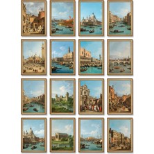 Dekorif Canaletto Tabloları 16'lı Sticker Seti Laptop Defter Ajanda Etiket