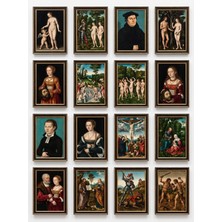 Dekorif Lucas Cranach Tabloları 16'lı Sticker Seti Laptop Defter Etiketi