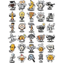 Dekorif 30 Adet Retro Pop Art Çizgi Film Obje Sticker Seti - Laptop Defter Telefon