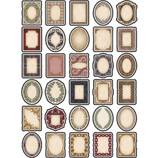 Dekorif 30 Adet Vintage Çerçeveli Etiket Sticker Seti - Ajanda Defter Scrapbook Için
