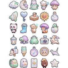 Dekorif 30 Adet 3D Chibi Sevimli Karakterler Sticker Seti - Laptop Defter Telefon