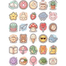 Dekorif 30 Adet Sevimli Mini Obje Sticker Seti - Laptop Defter Telefon Için