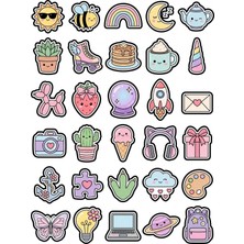 Dekorif 30 Adet Sevimli Ikonlar Sticker Seti - Laptop Defter Su Matarası Için