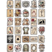 Dekorif 30 Adet Vintage Harikalar Diyarı Sticker Seti - Scrapbook Ajanda Laptop Telefon Için