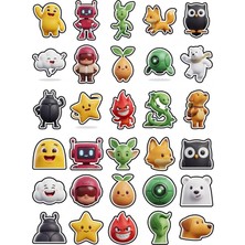 Dekorif 30 Adet Sevimli 3D Maskot Karakter Sticker Seti - Laptop Defter Telefon Için