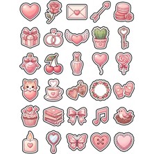Dekorif 30 Adet Soft Pastel Romantik Aşk Sticker Seti - Laptop Planner Defter Telefon