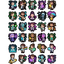 Dekorif 30 Adet Neon Chibi Bilim Insanı Sticker Seti - Laptop Defter Telefon Valiz Için